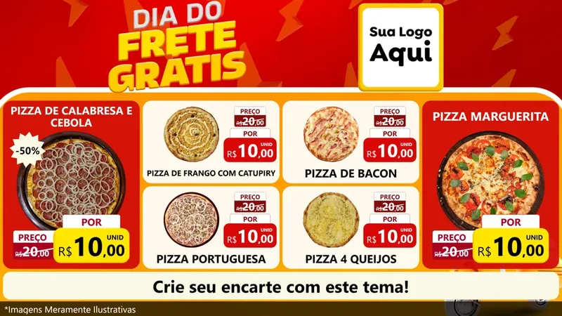 Modelo de TV para TV Horizontal com o tema Dia do Frete Grátis para Pizzaria