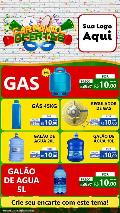 Modelo de TV para TV Vertical com o tema Carnaval de Ofertas para Água e gás