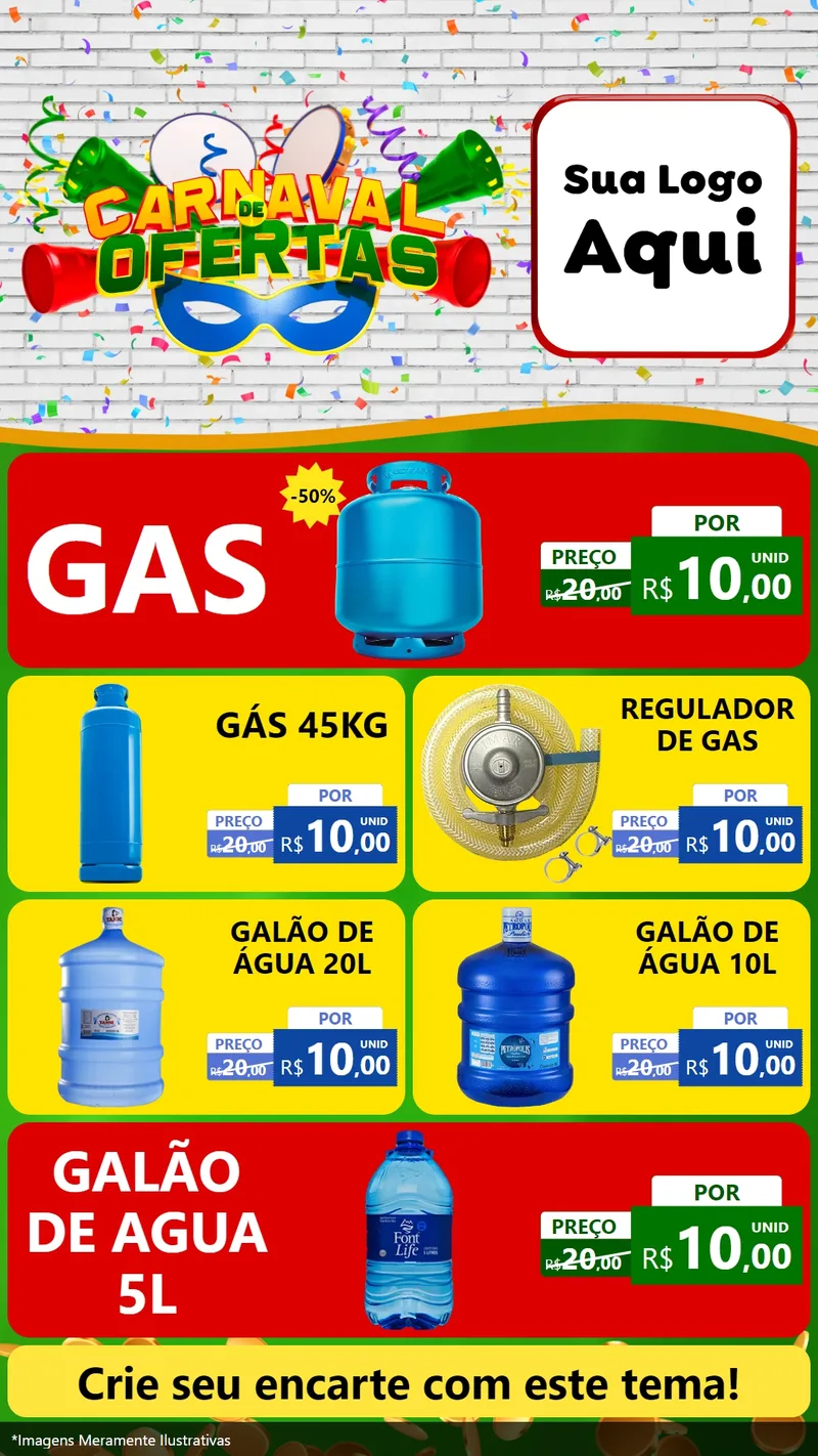 Modelo de TV para TV Vertical com o tema Carnaval de Ofertas para Água e gás