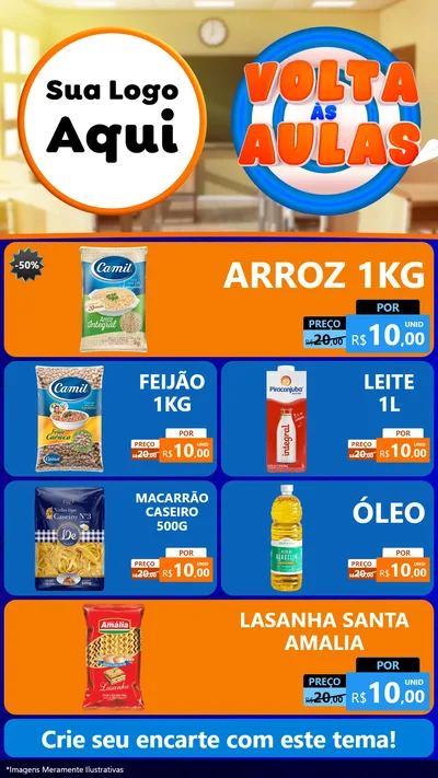 Modelo de TV para TV Vertical com o tema Volta Às Aulas para Supermercado