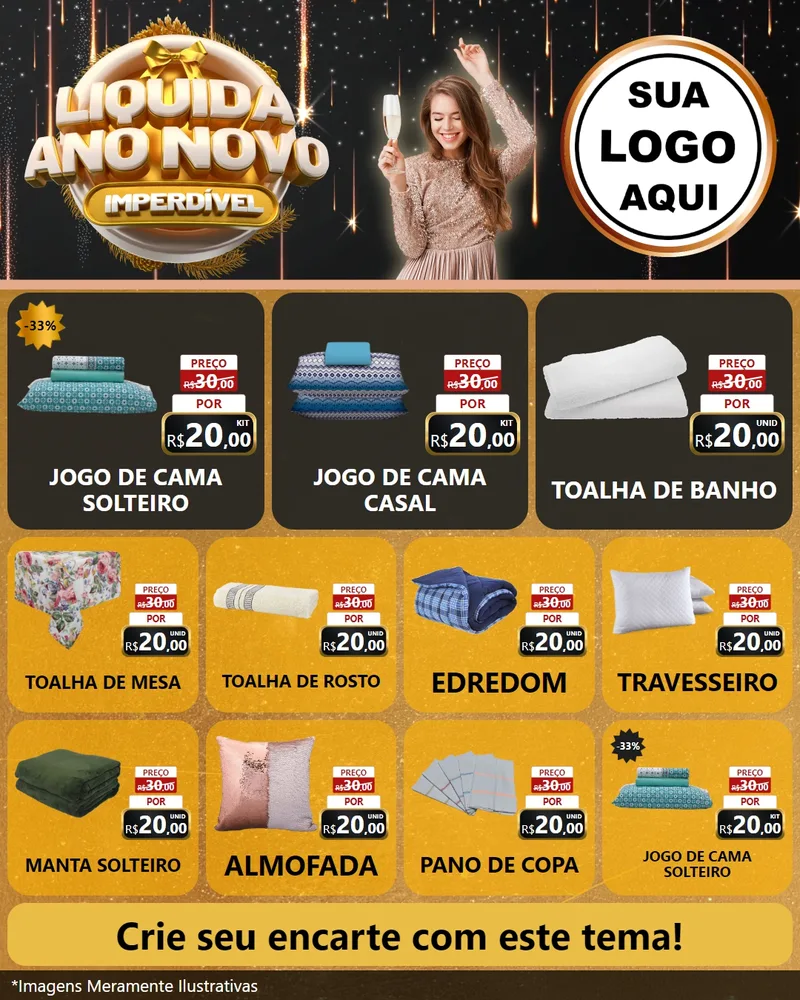 Modelo de Rede Social para Feed Instagram com o tema Liquida Ano Novo Imperdível para Cama, Mesa e Banho