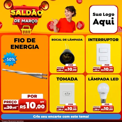 Modelo de Rede Social para Feed Facebook com o tema Saldão de Março para Materiais Elétricos