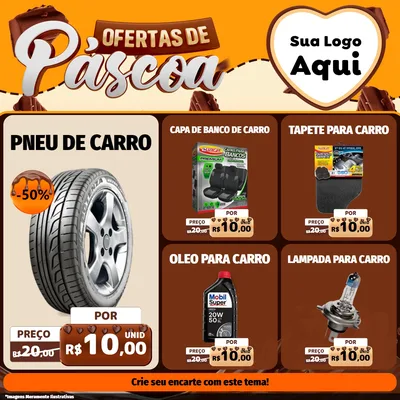 Modelo de Rede Social para Feed Facebook com o tema Ofertas de Páscoa para Auto peças