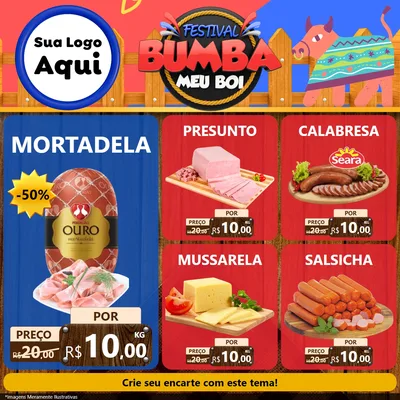 Modelo de Rede Social para Feed Facebook com o tema Festival Bumba Meu Boi para Frios e Laticínios