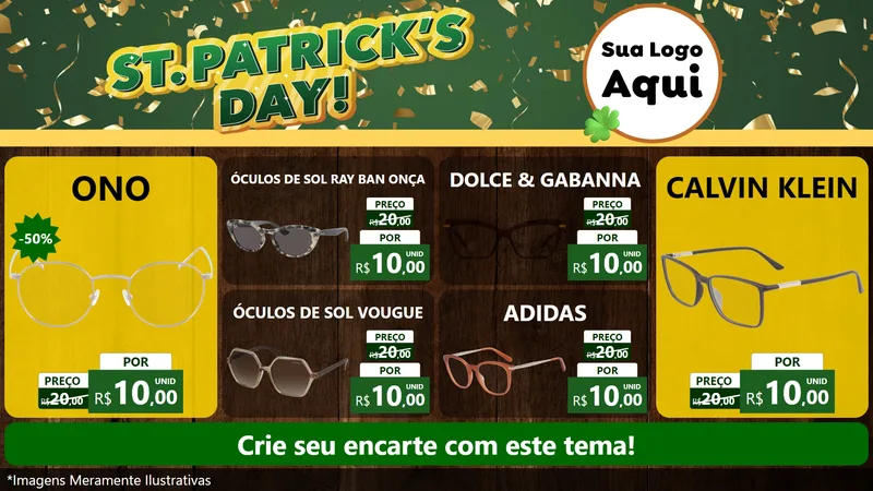 Modelo de TV para TV Horizontal com o tema St Patriks Day para Óticas