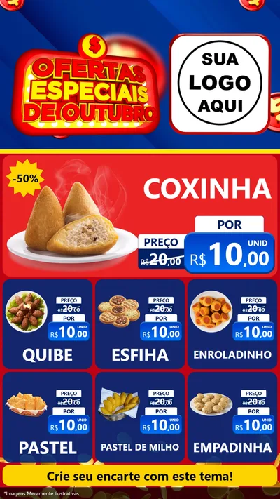 Modelo de Rede Social para Stories com o tema Ofertas Especiais de Outubro para Salgadaria