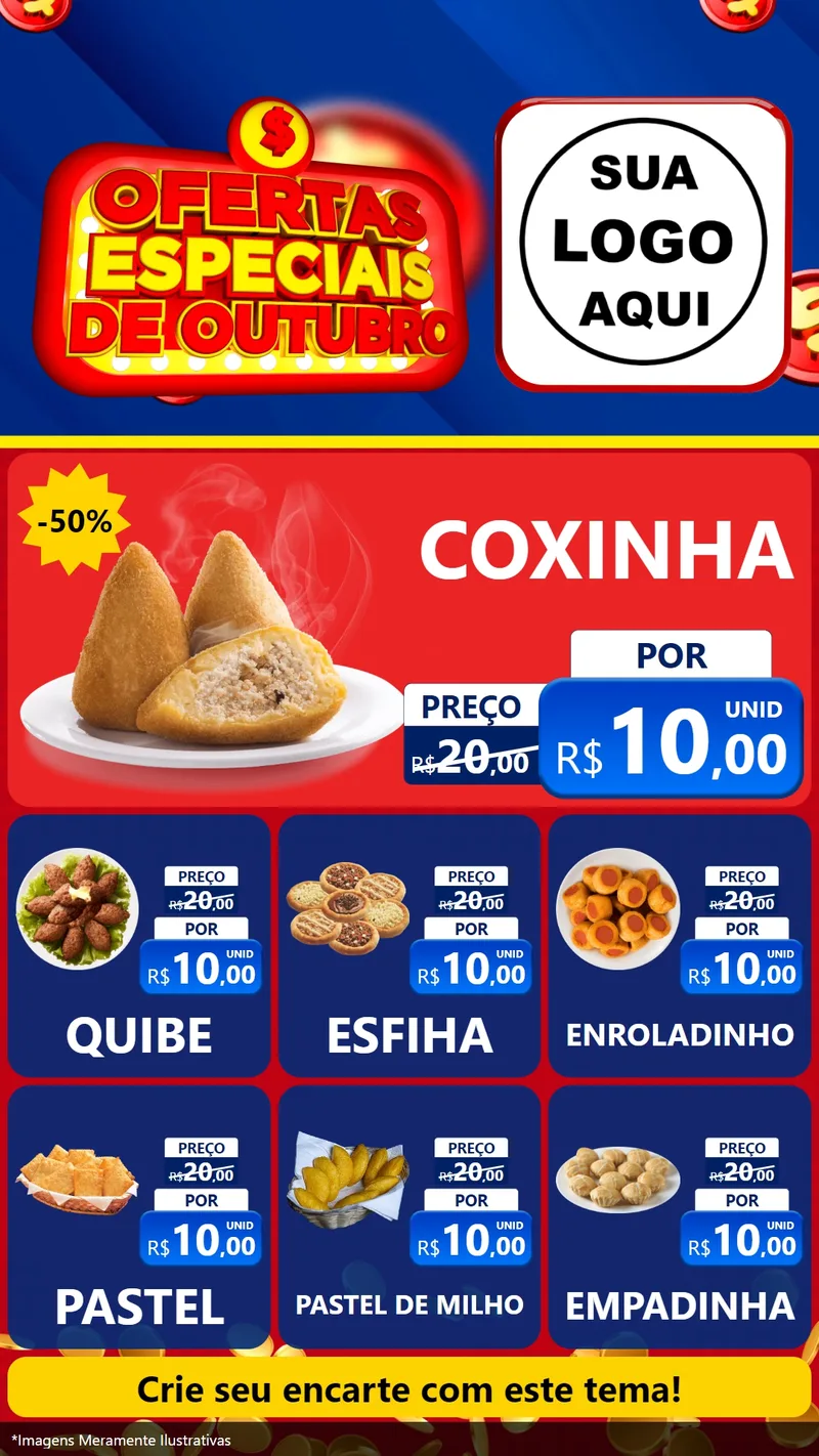 Modelo de Rede Social para Stories com o tema Ofertas Especiais de Outubro para Salgadaria