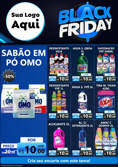 Modelo de Encarte para Encarte A4 Vertical com o tema Black Friday para Produtos de Limpeza