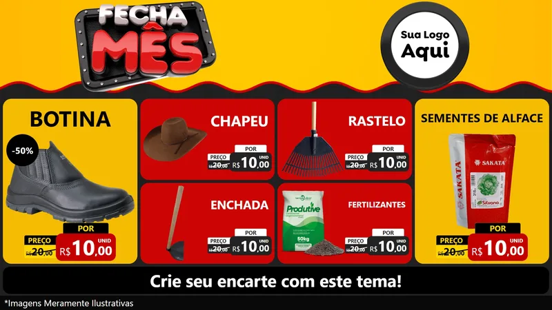 Modelo de TV para TV Horizontal com o tema Fecha Mês para Agropecuária
