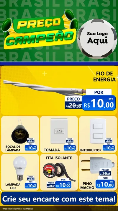 Modelo de Rede Social para Stories com o tema Preço Campeão - Copa para Materiais Elétricos