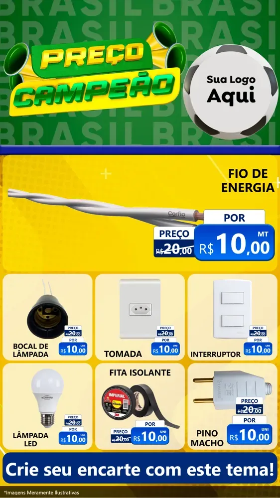 Modelo de Rede Social para Stories com o tema Preço Campeão - Copa para Materiais Elétricos