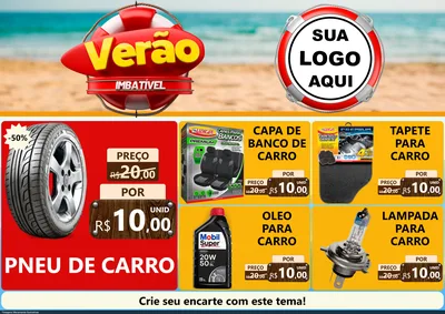 Modelo de Encarte para Encarte A4 Horizontal com o tema Verão Imbatível para Auto peças