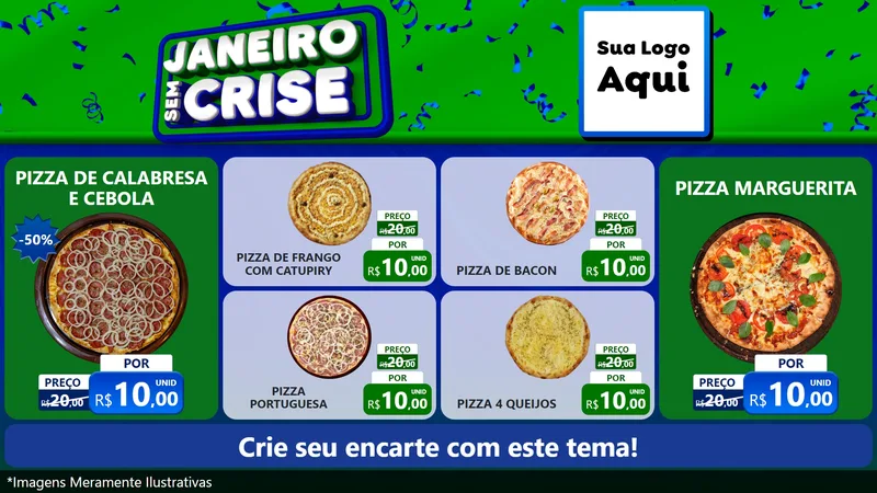 Modelo de TV para TV Horizontal com o tema Janeiro Sem Crise para Pizzaria
