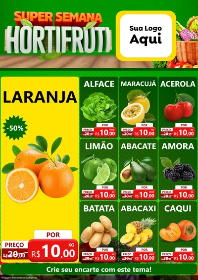 Modelo de Encarte para Encarte A4 Vertical com o tema Super Semana Hortifrúti para Hortifrúti