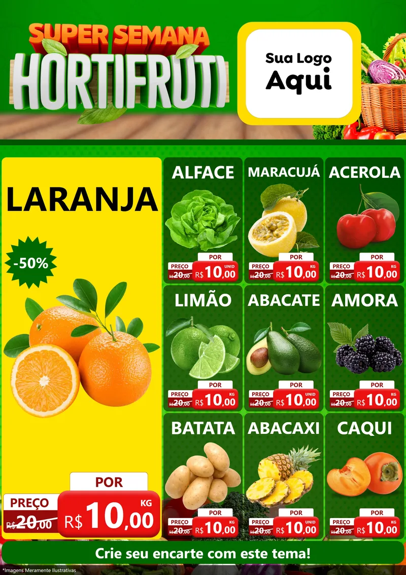 Modelo de Encarte para Encarte A4 Vertical com o tema Super Semana Hortifrúti para Hortifrúti