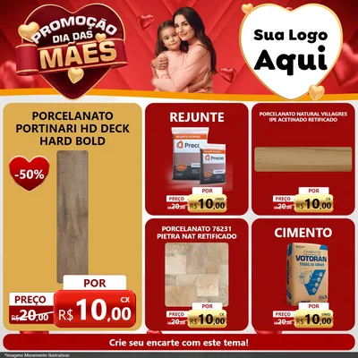 Modelo de Rede Social para Feed Facebook com o tema Promoção Dia das Mães para Pisos e revestimentos