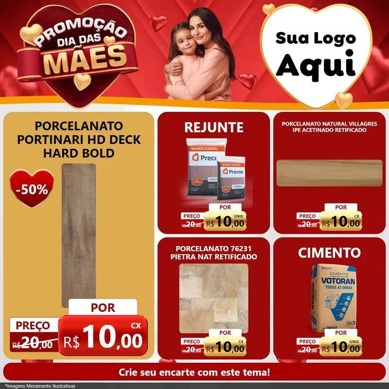 Modelo de Rede Social para Feed Facebook com o tema Promoção Dia das Mães para Pisos e revestimentos