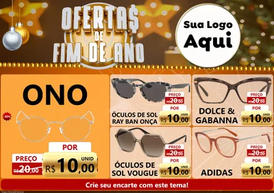 Modelo de Encarte para Encarte A4 Horizontal com o tema Ofertas de Fim de Ano para Óticas