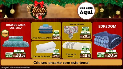 Modelo de TV para TV Horizontal com o tema Ofertas Natalina para Cama, Mesa e Banho