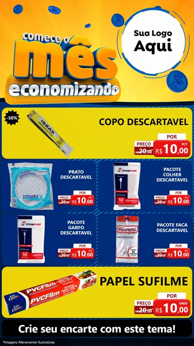 Modelo de TV para TV Vertical com o tema Comece O Mês Economizando para Embalagens