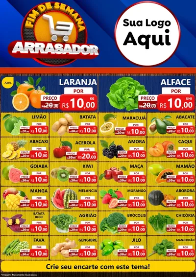 Modelo de Encarte para Encarte A4 Vertical com o tema Fim De Semana Arrasador para Hortifrúti
