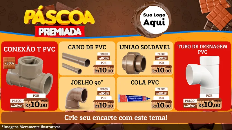Modelo de TV para TV Horizontal com o tema Páscoa Premiada para Tubos e conexões