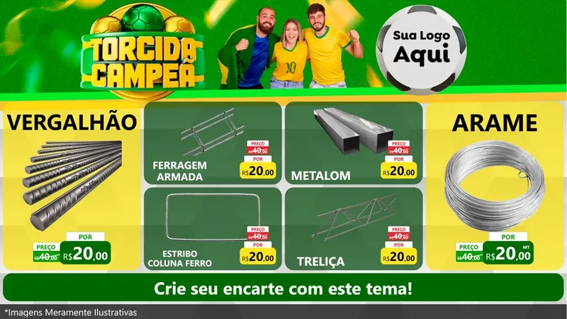 Modelo de TV para TV Horizontal com o tema Torcida Campeã - Copa para Ferragens