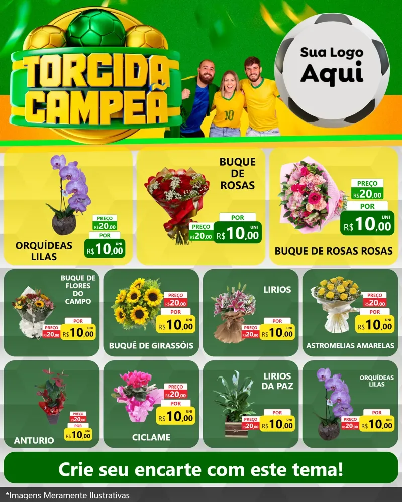 Modelo de Rede Social para Feed Instagram com o tema Torcida Campeã - Copa para Floricultura e jardim