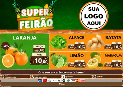 Modelo de Encarte para Encarte A4 Horizontal com o tema Super Feirão para Hortifrúti