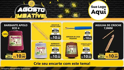Modelo de TV para TV Horizontal com o tema Agosto Imbatível para Armarinho e Aviamentos