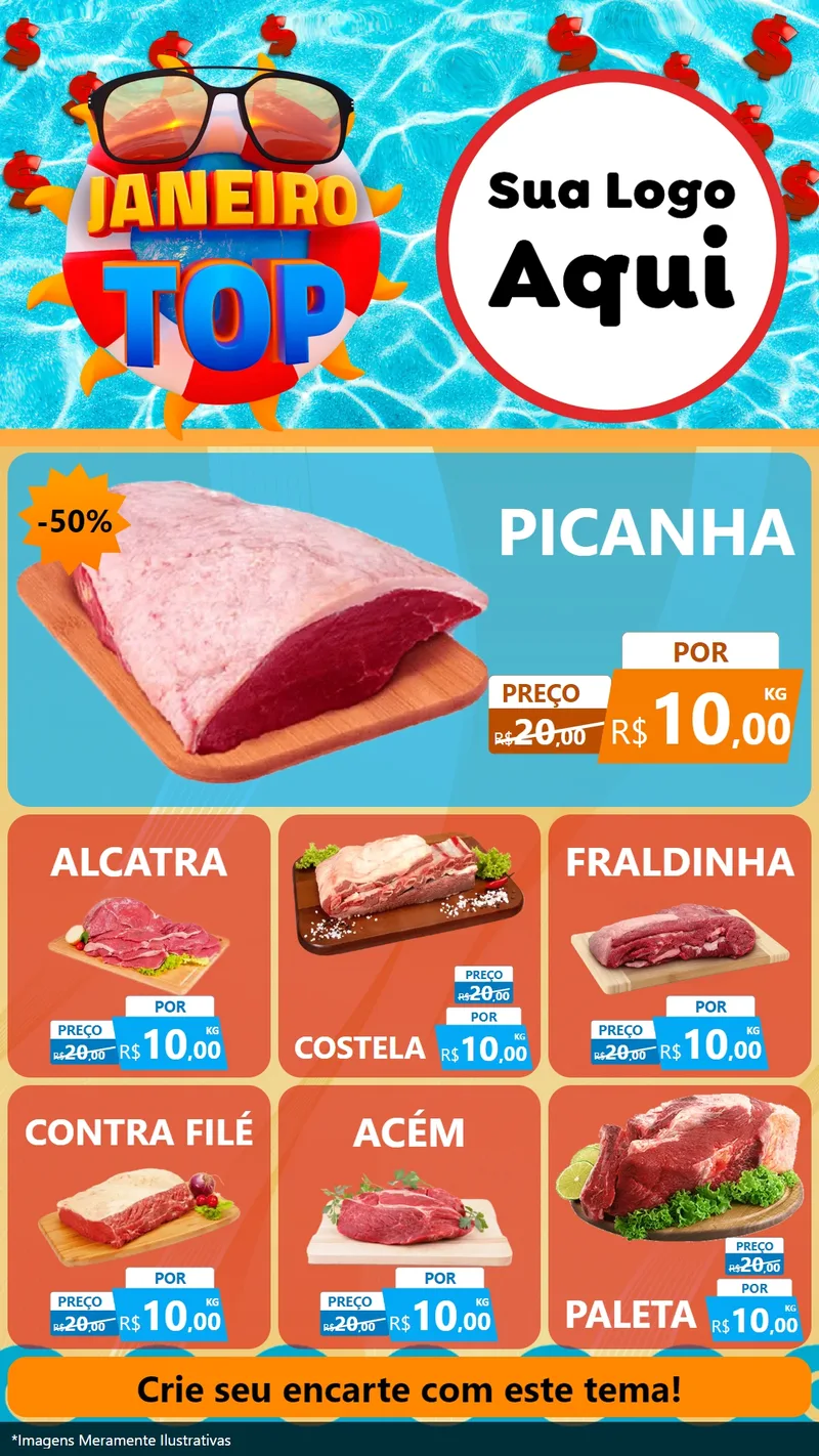 Modelo de Rede Social para Stories com o tema Janeiro Top para Açougue