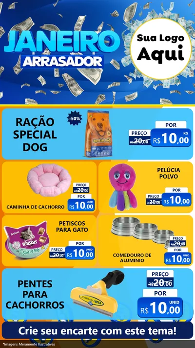 Modelo de TV para TV Vertical com o tema Janeiro Arrasador para Pet Shop