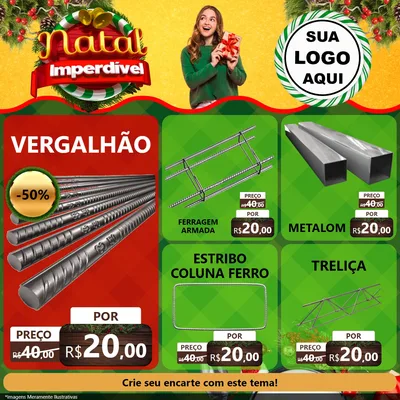 Modelo de Rede Social para Feed Facebook com o tema Natal Imperdível para Ferragens