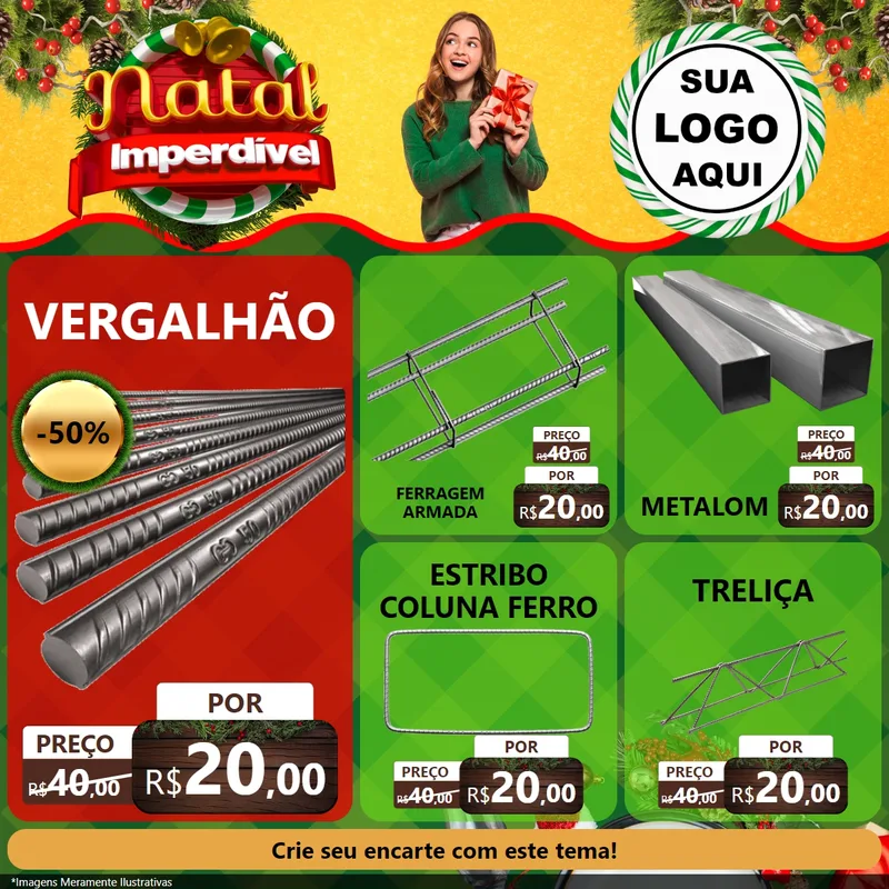 Modelo de Rede Social para Feed Facebook com o tema Natal Imperdível para Ferragens