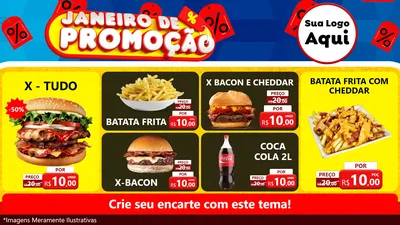 Modelo de TV para TV Horizontal com o tema Janeiro de Promoção para Hamburgueria