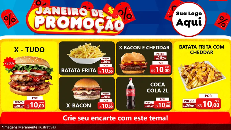 Modelo de TV para TV Horizontal com o tema Janeiro de Promoção para Hamburgueria