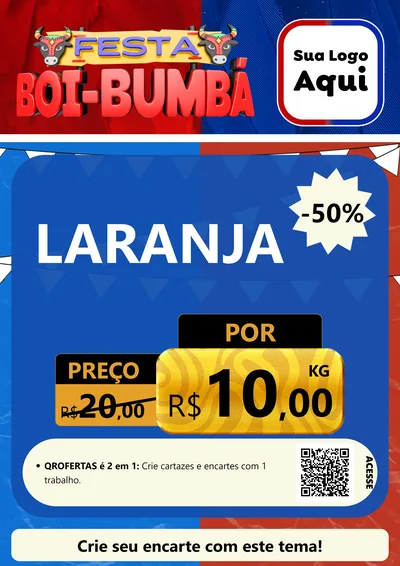 Modelo de Cartaz para Cartaz A4 Vertical com o tema Festa Boi Bumbá para Hortifrúti