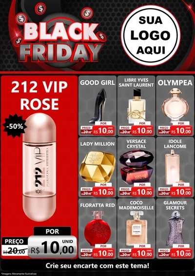 Modelo de Encarte para Encarte A4 Vertical com o tema Black Friday para Perfumes