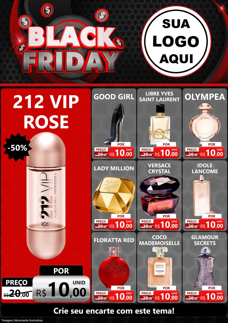 Modelo de Encarte para Encarte A4 Vertical com o tema Black Friday para Perfumes