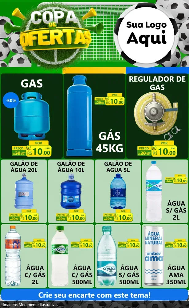 Modelo de Encarte para Encarte Grande com o tema Copa De Ofertas para Água e gás