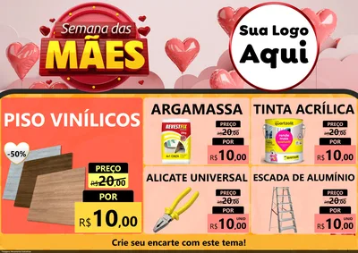Modelo de Encarte para Encarte A4 Horizontal com o tema Semana das Mães para Material para Construção