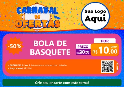 Modelo de Cartaz para Cartaz A4 Horizontal com o tema Carnaval de Ofertas para Artigos Esportivos
