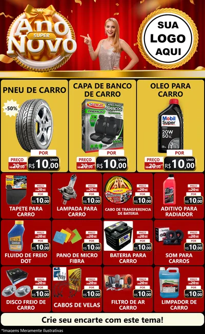 Modelo de Encarte para Encarte Grande com o tema Super Ano Novo para Auto peças