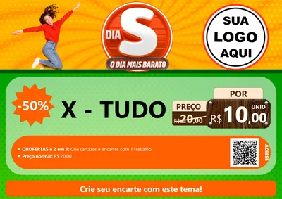 Modelo de Cartaz para Cartaz A4 Horizontal com o tema Dia S - O Dia Mais Barato para Hamburgueria