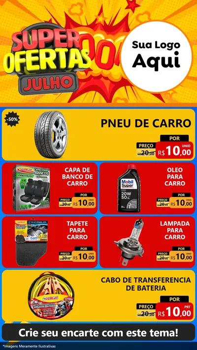 Modelo de TV para TV Vertical com o tema Super Ofertas Julho para Auto peças