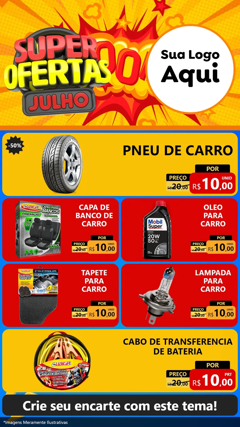 Modelo de TV para TV Vertical com o tema Super Ofertas Julho para Auto peças