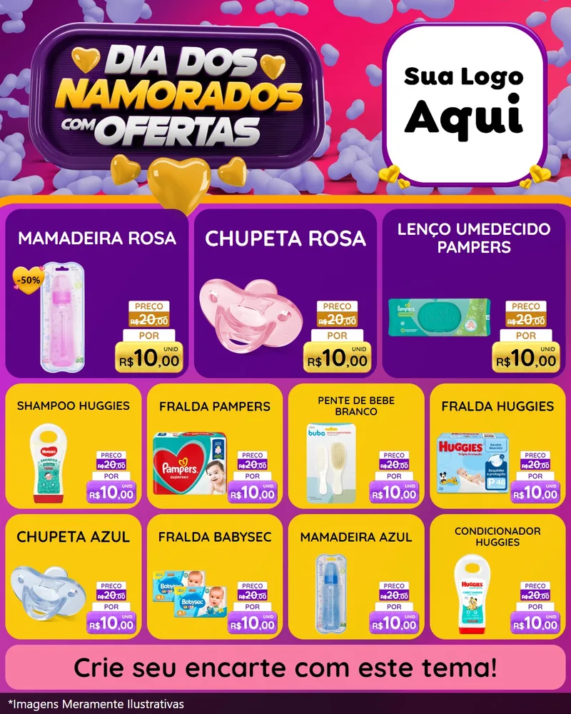 Modelo de Rede Social para Feed Instagram com o tema Dia Dos Namorados Com Ofertas para Bebês