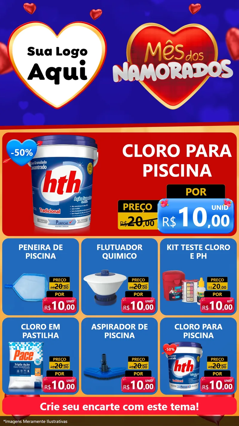 Modelo de Rede Social para Stories com o tema Mês dos Namorados para Produtos para Piscina