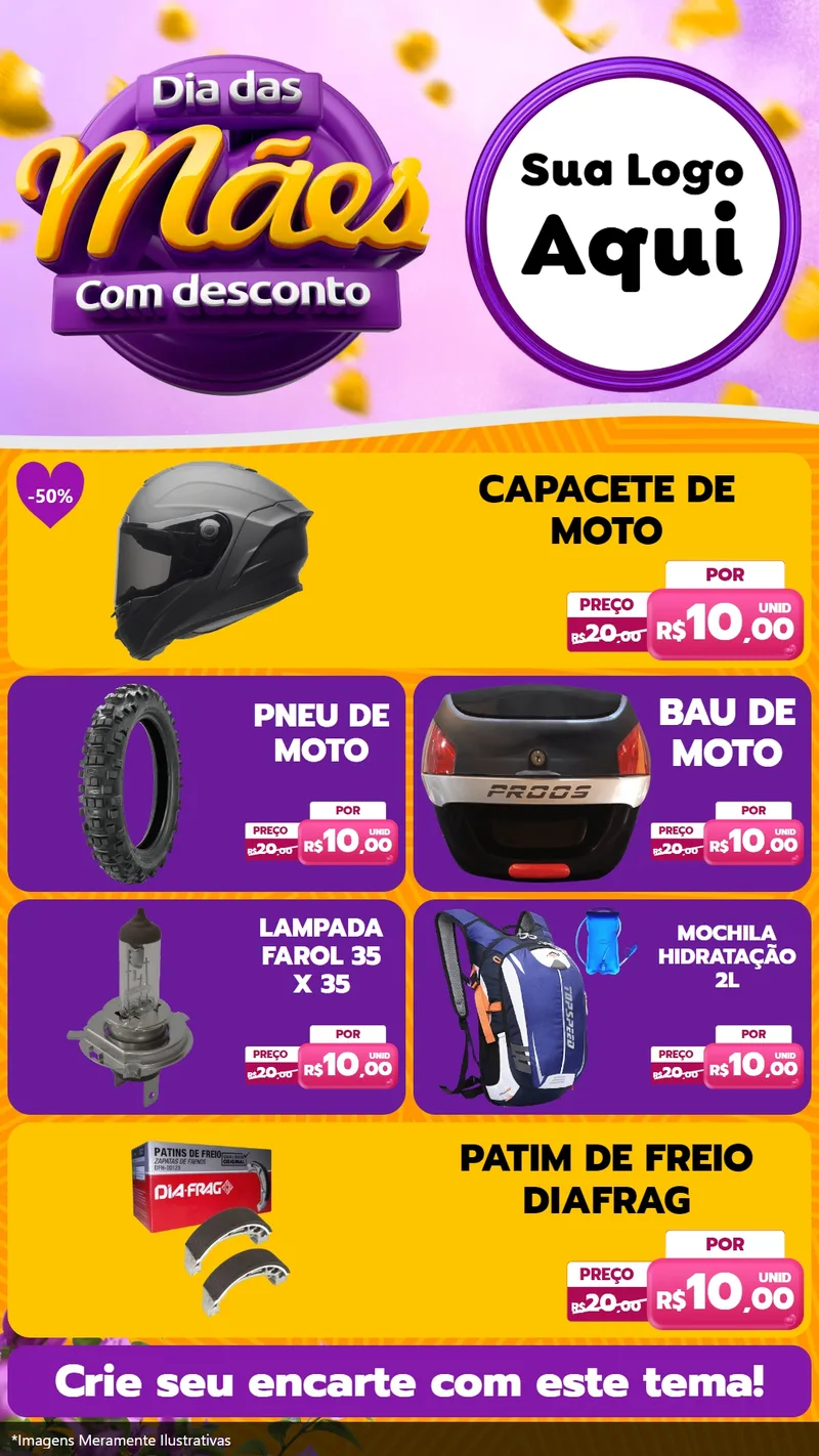 Modelo de TV para TV Vertical com o tema Dia das Mães com Desconto para Moto peças