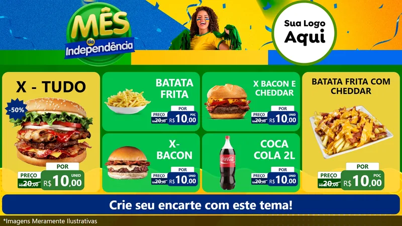 Modelo de TV para TV Horizontal com o tema Mês da Independência para Hamburgueria